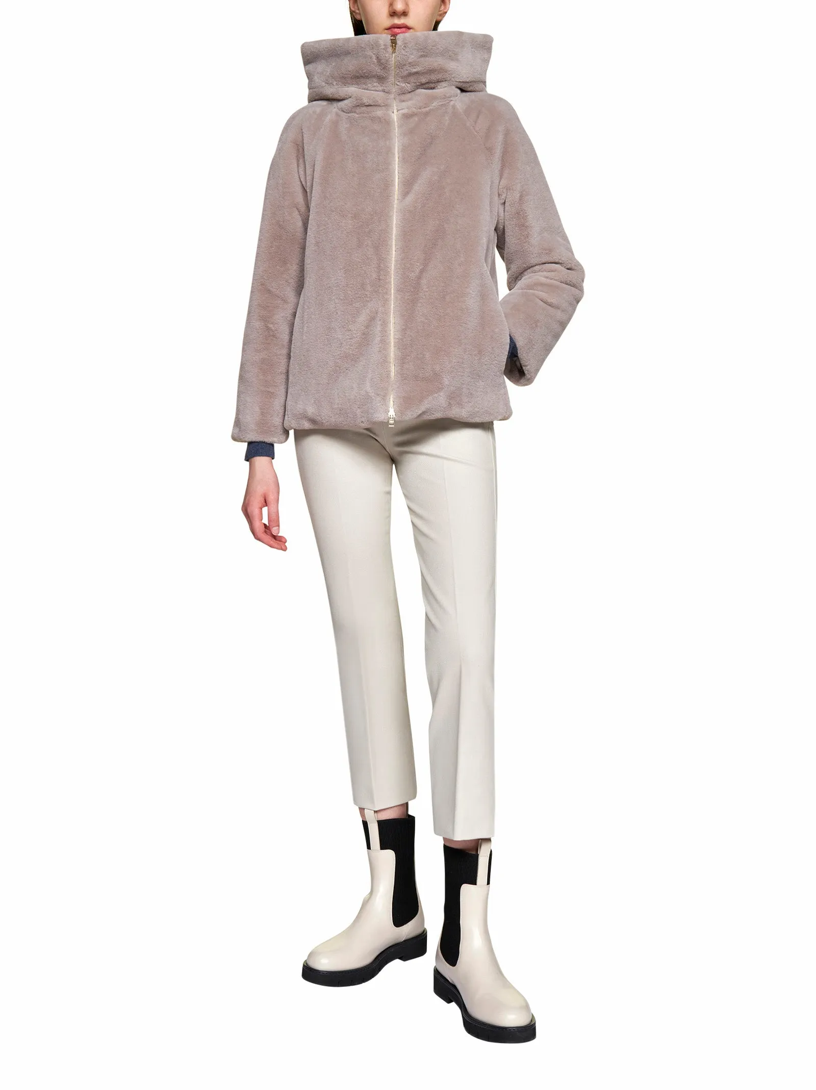 Herno High-Neck Faux Fur Jacket