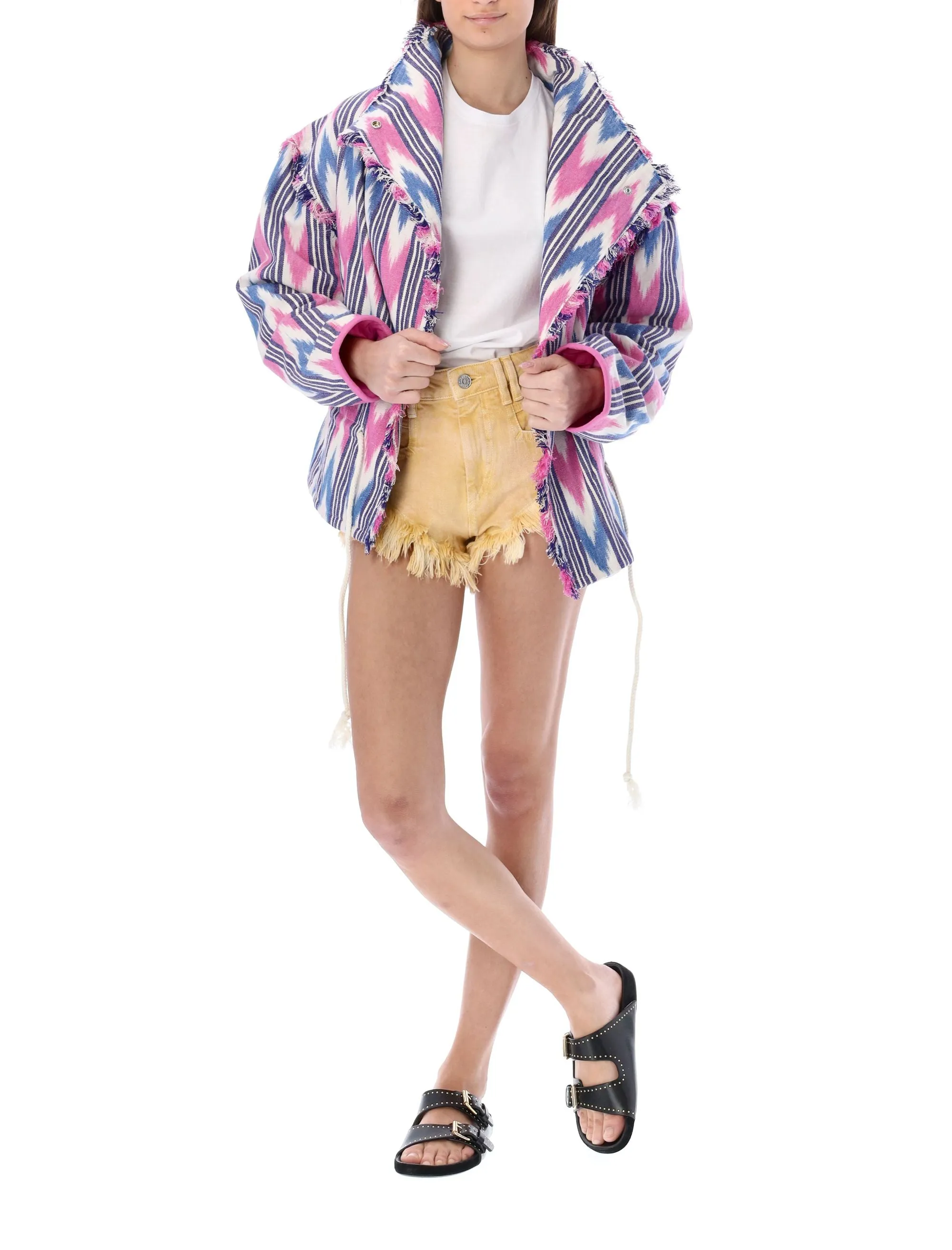 Isabel Marant toile Graphic Printed Frayed Edge Jacket