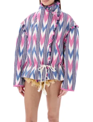 Isabel Marant toile Graphic Printed Frayed Edge Jacket