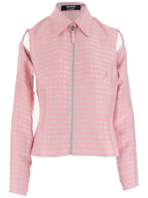 Jacquemus Cut Out Check Pattern Zipped Jacket