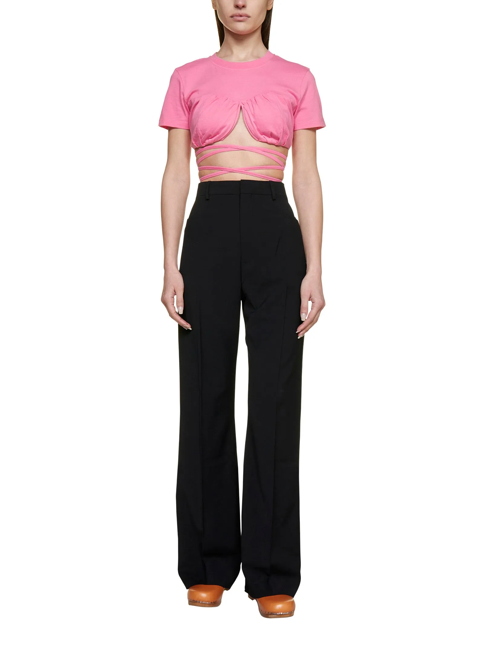Jacquemus Wrap Around Cropped Fitted T-Shirt