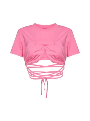 Jacquemus Wrap Around Cropped Fitted T-Shirt