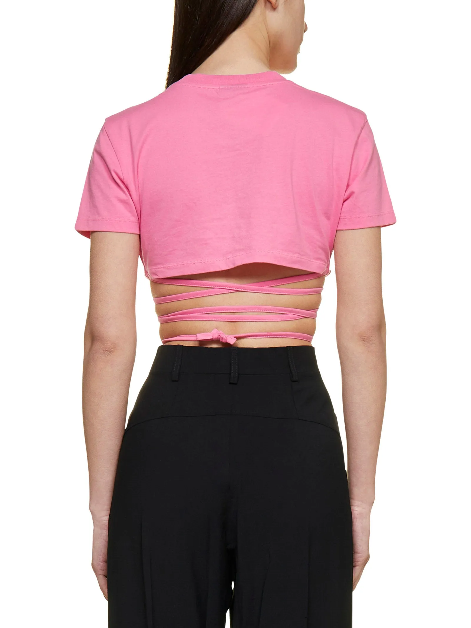 Jacquemus Wrap Around Cropped Fitted T-Shirt