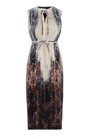 Jil Sander Split-Neck Pleated Midi Dress