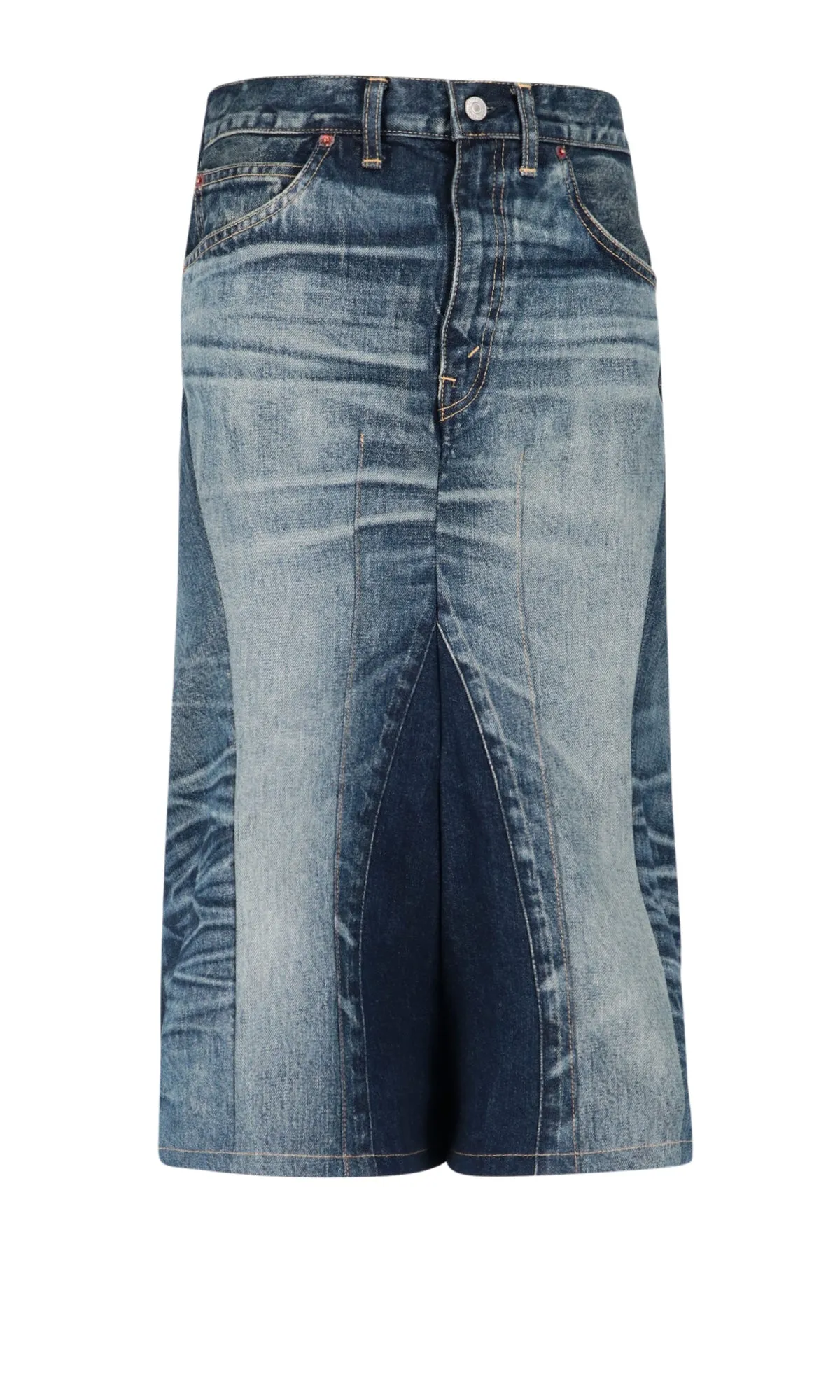 Junya Watanabe Faded Midi Denim Skirt