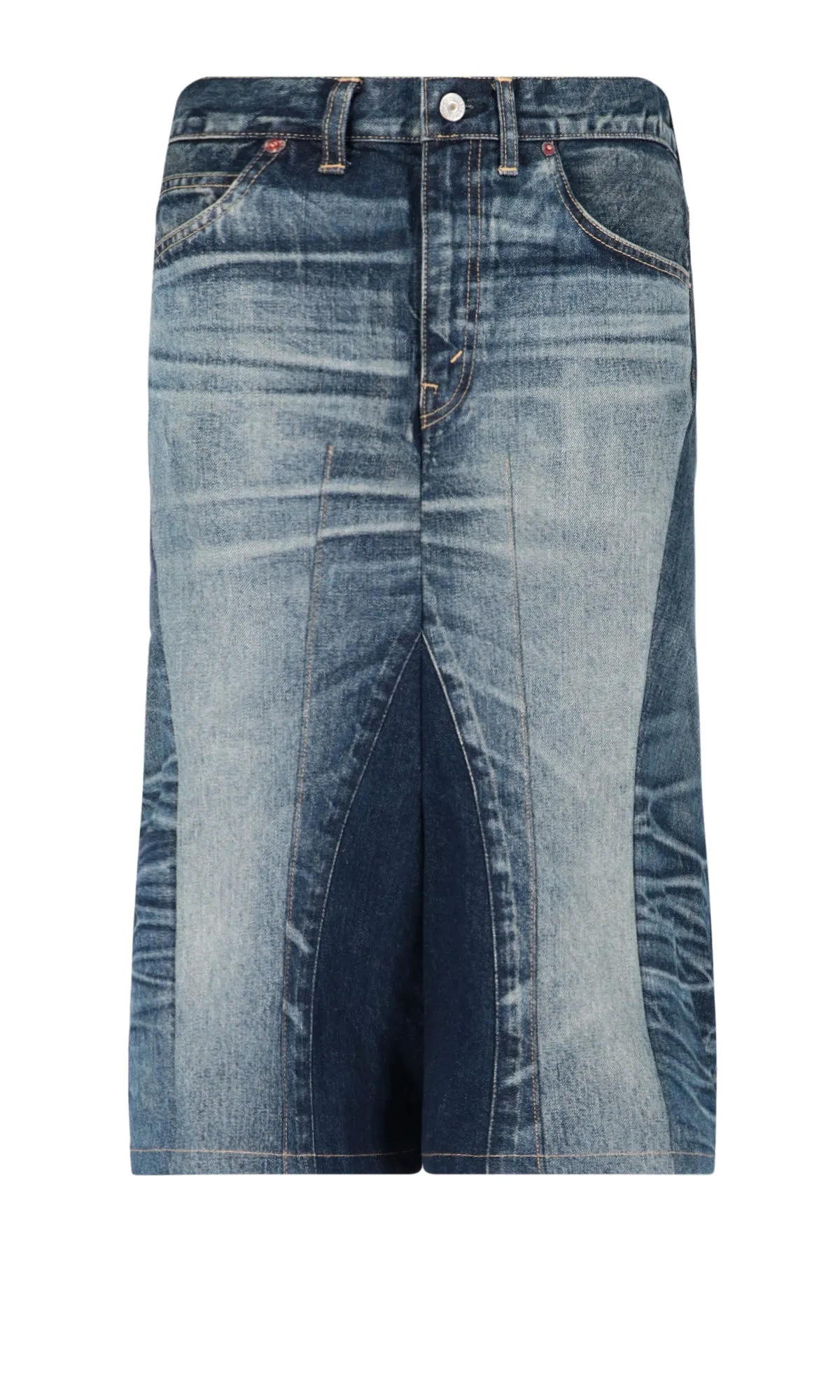 Junya Watanabe Faded Midi Denim Skirt