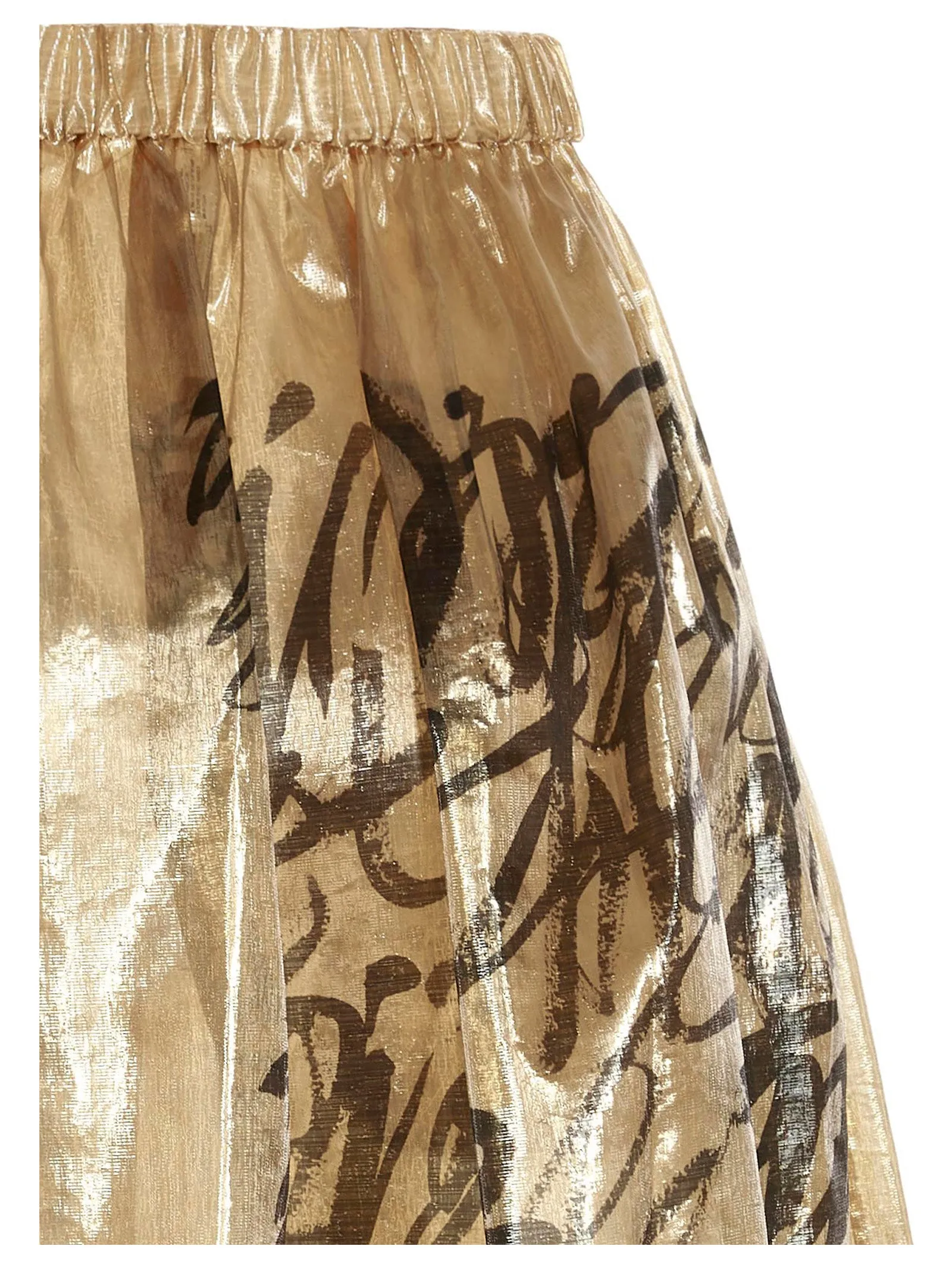 Junya Watanabe Graphic Print Metallic Midi Skirt