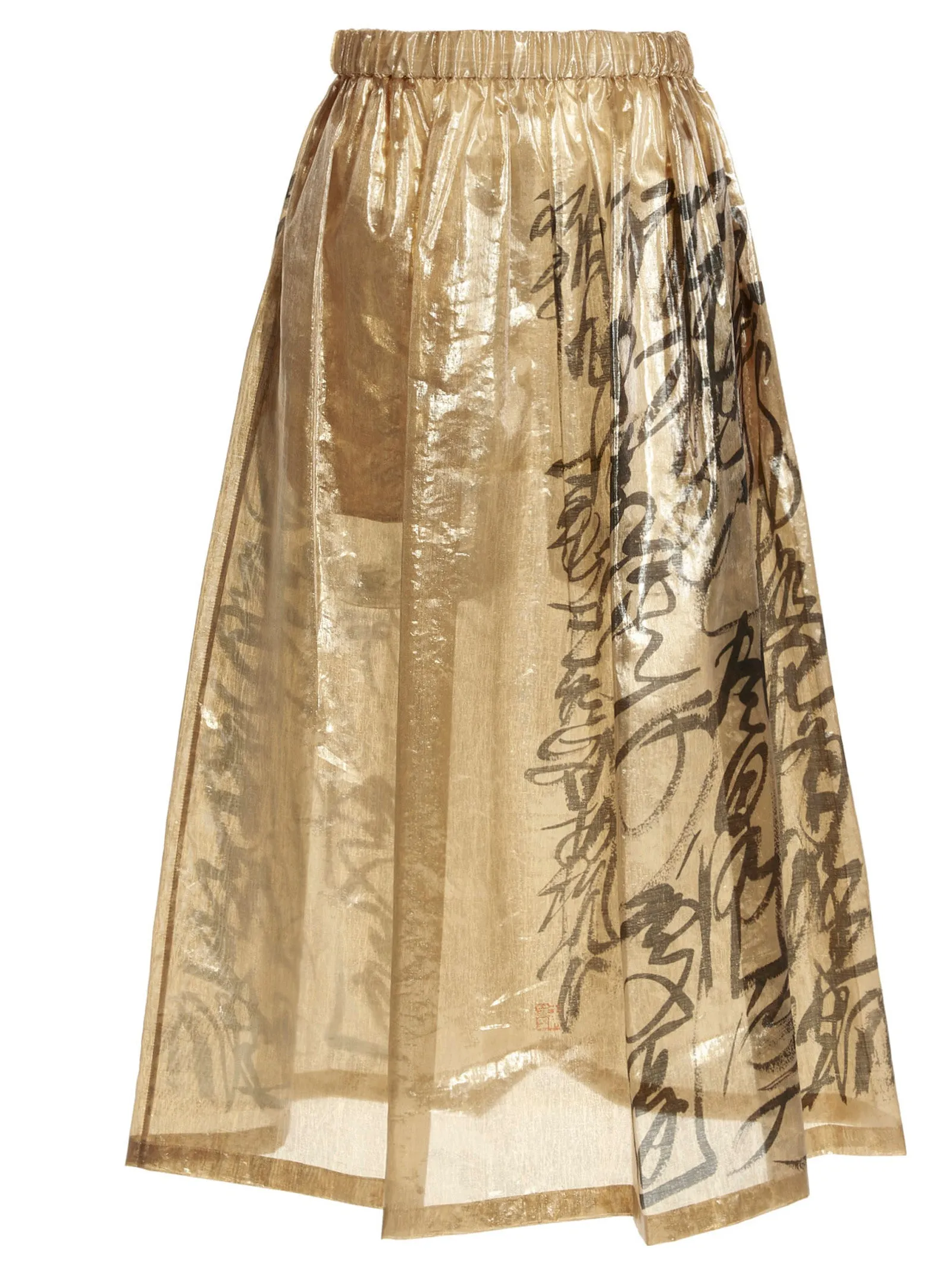 Junya Watanabe Graphic Print Metallic Midi Skirt