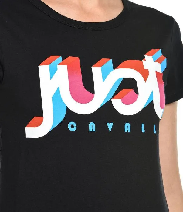 Just Cavalli 3D Logo Print Crewneck T-Shirt