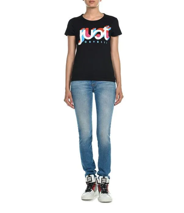 Just Cavalli 3D Logo Print Crewneck T-Shirt