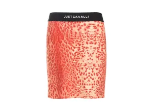 Just Cavalli Animal Print Logo Waistband Skirt
