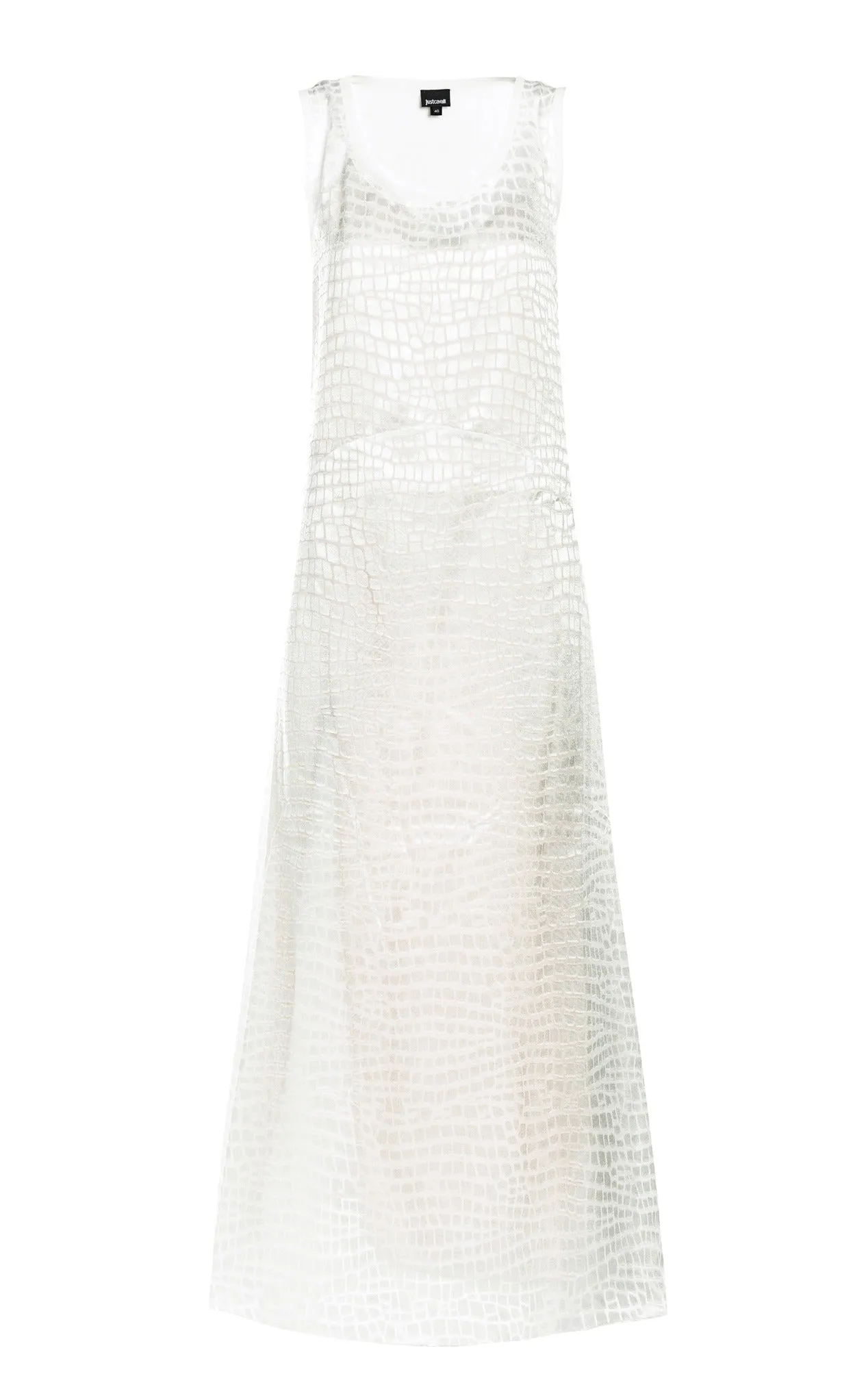 Just Cavalli Crocodile Effect Sleeveless Midi Dress