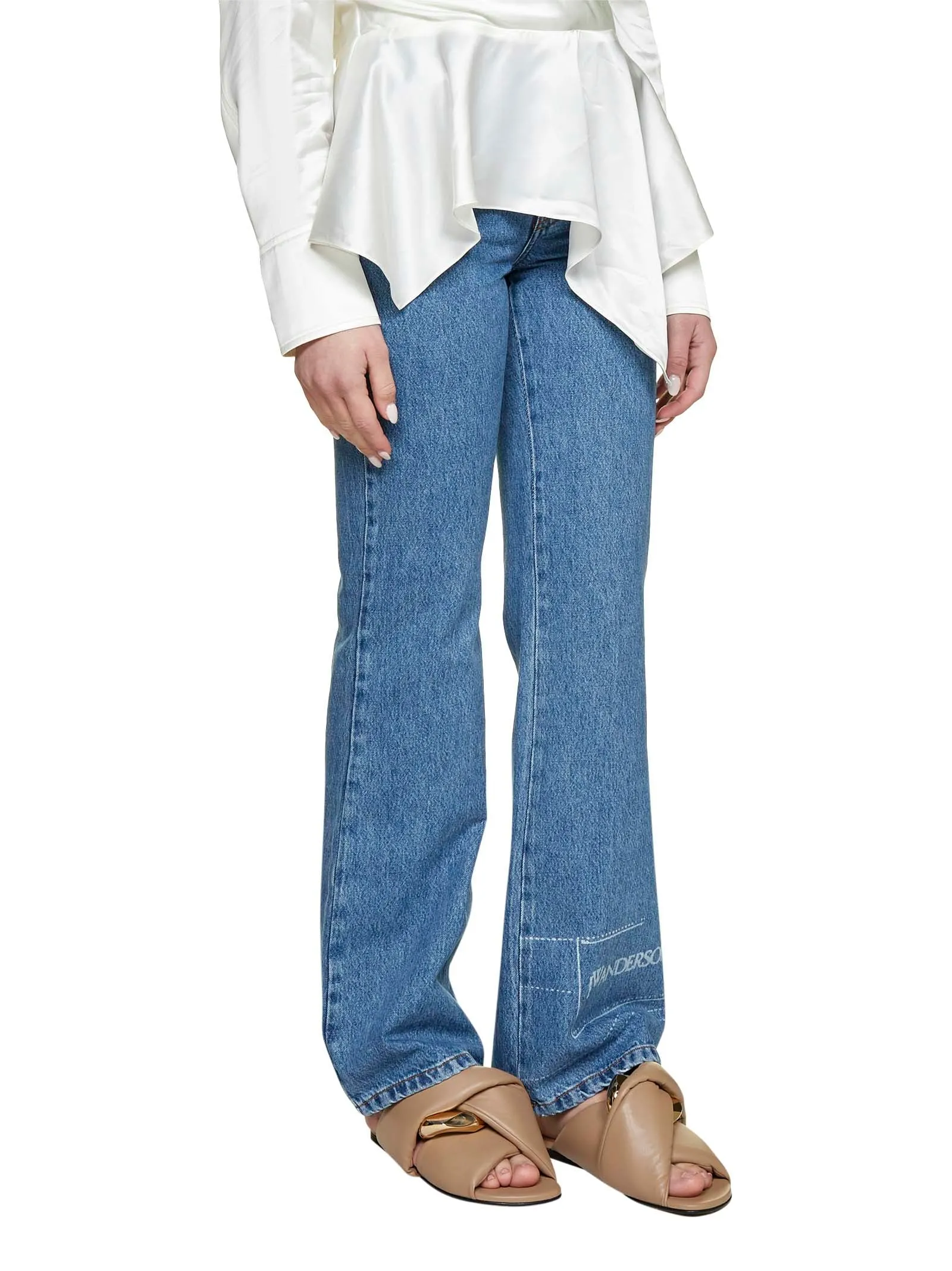 JW Anderson Logo Printed High Waist Flared Jeans