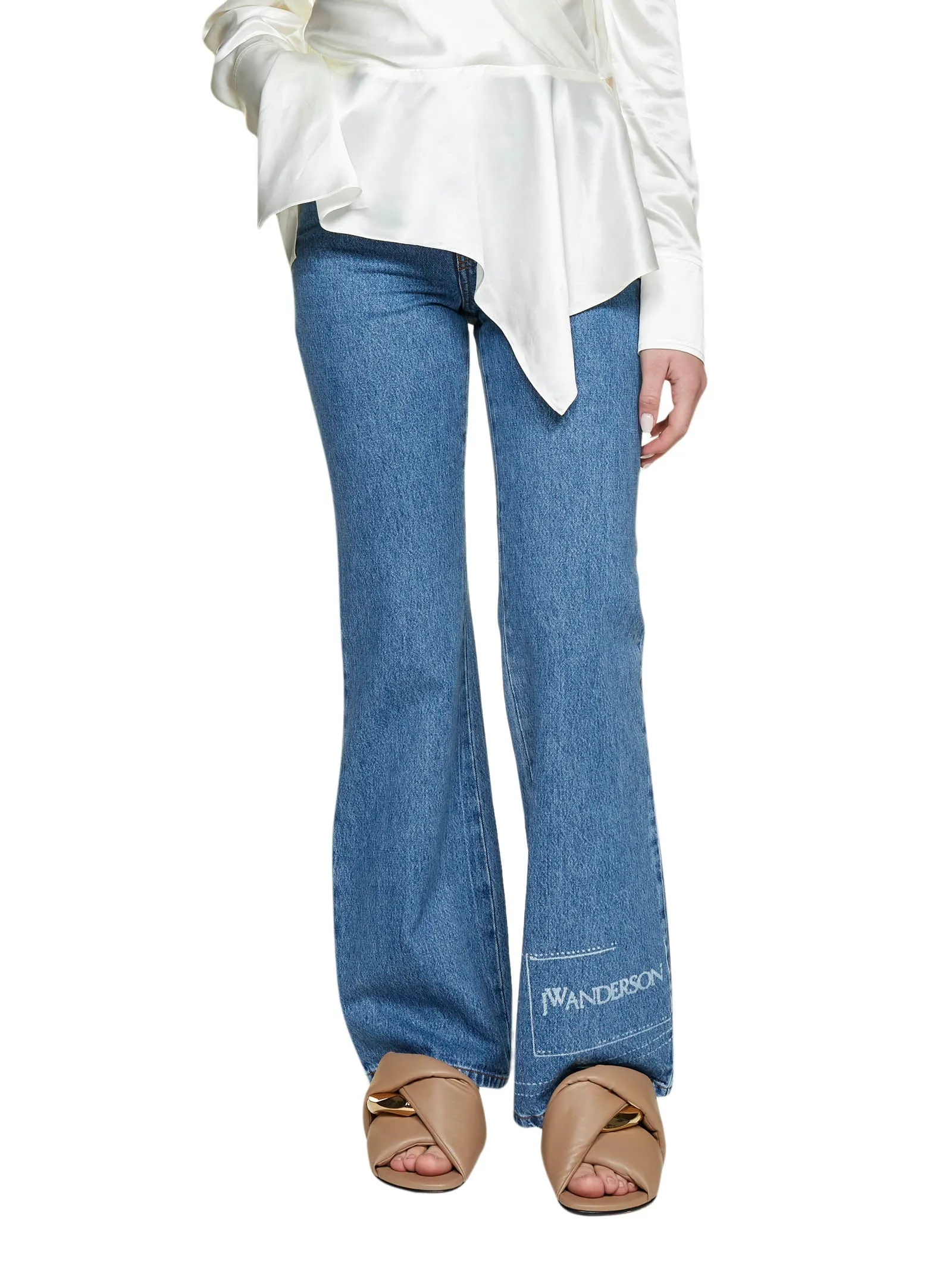 JW Anderson Logo Printed High Waist Flared Jeans