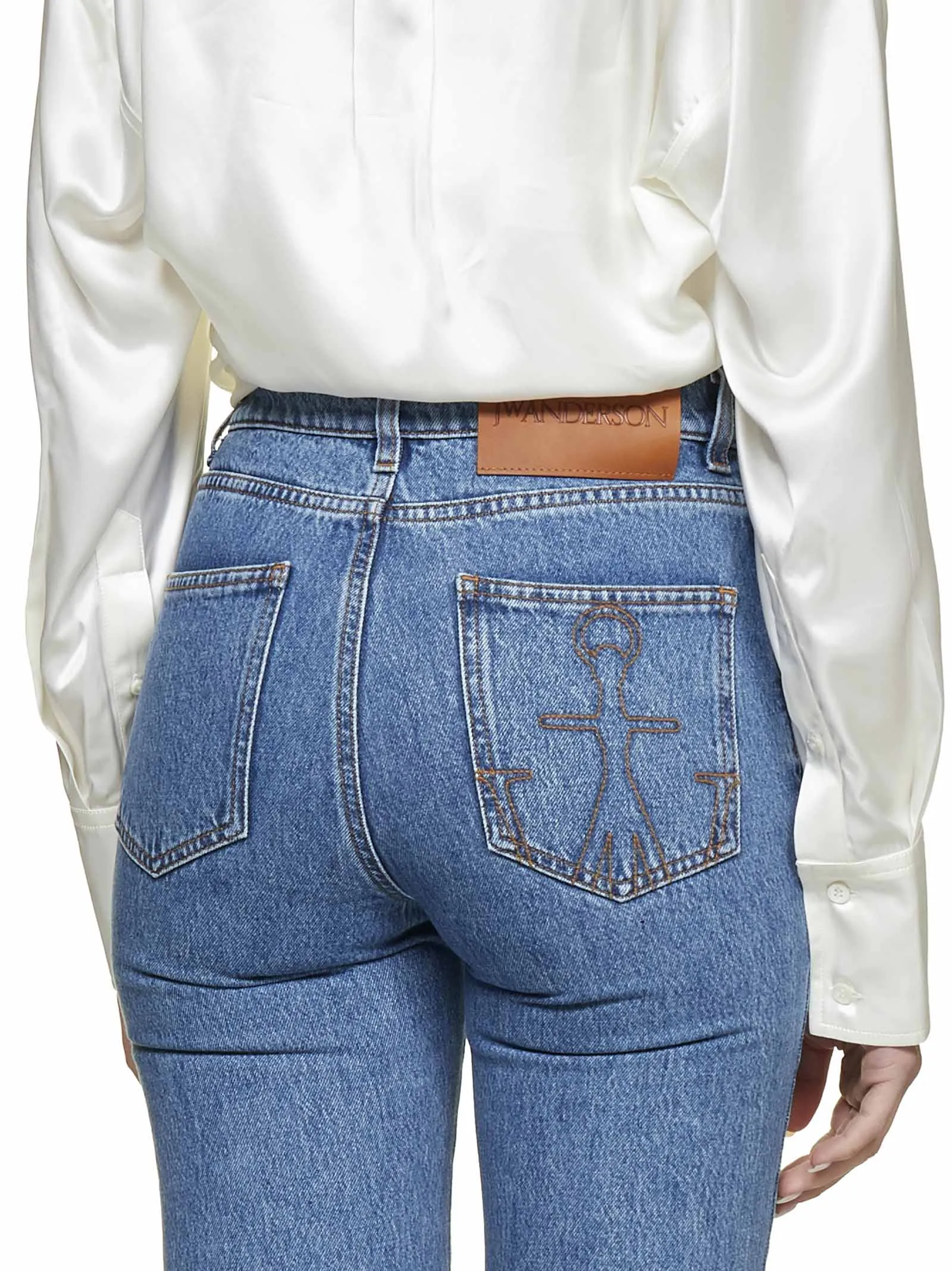 JW Anderson Logo Printed High Waist Flared Jeans