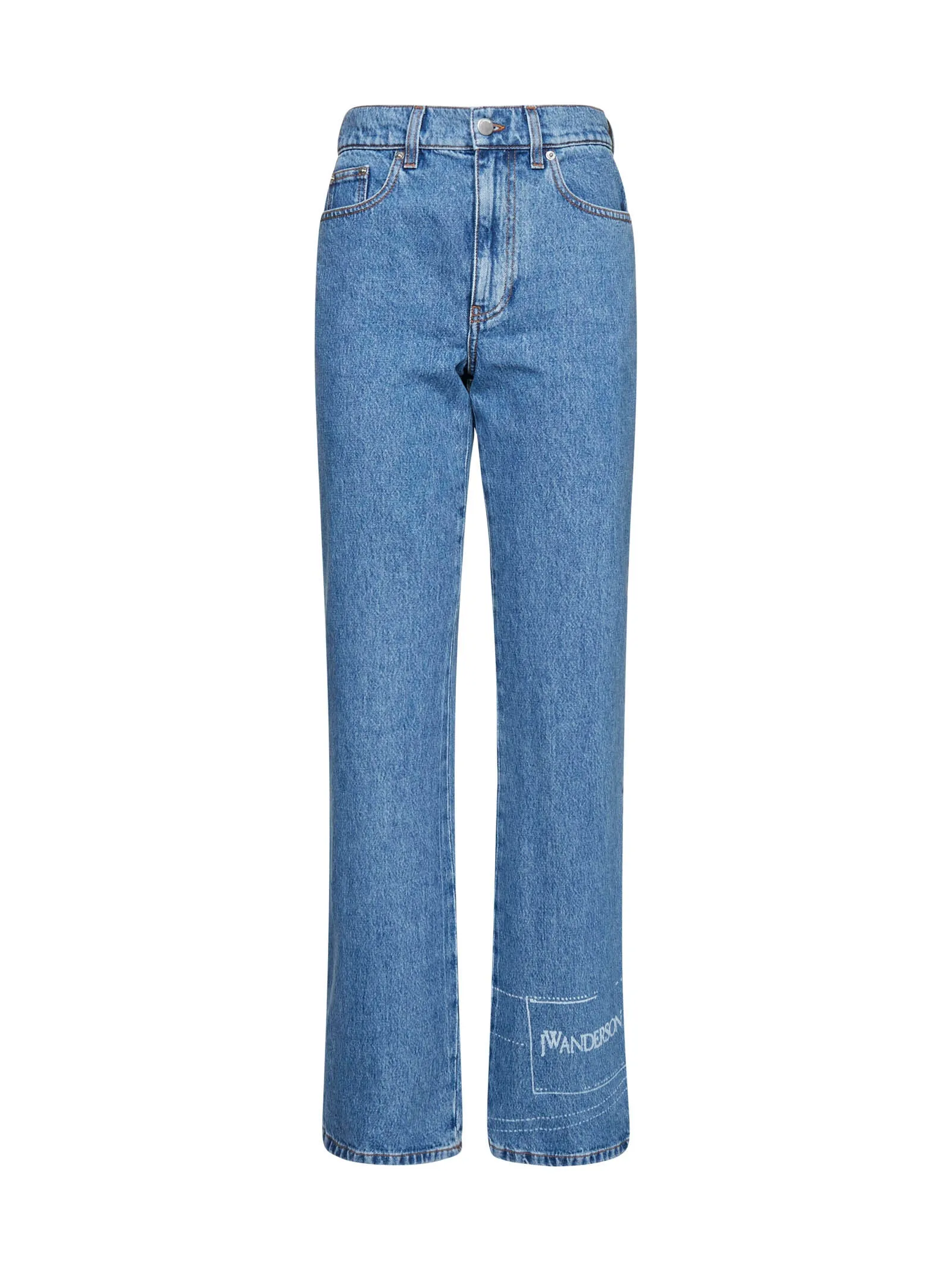 JW Anderson Logo Printed High Waist Flared Jeans