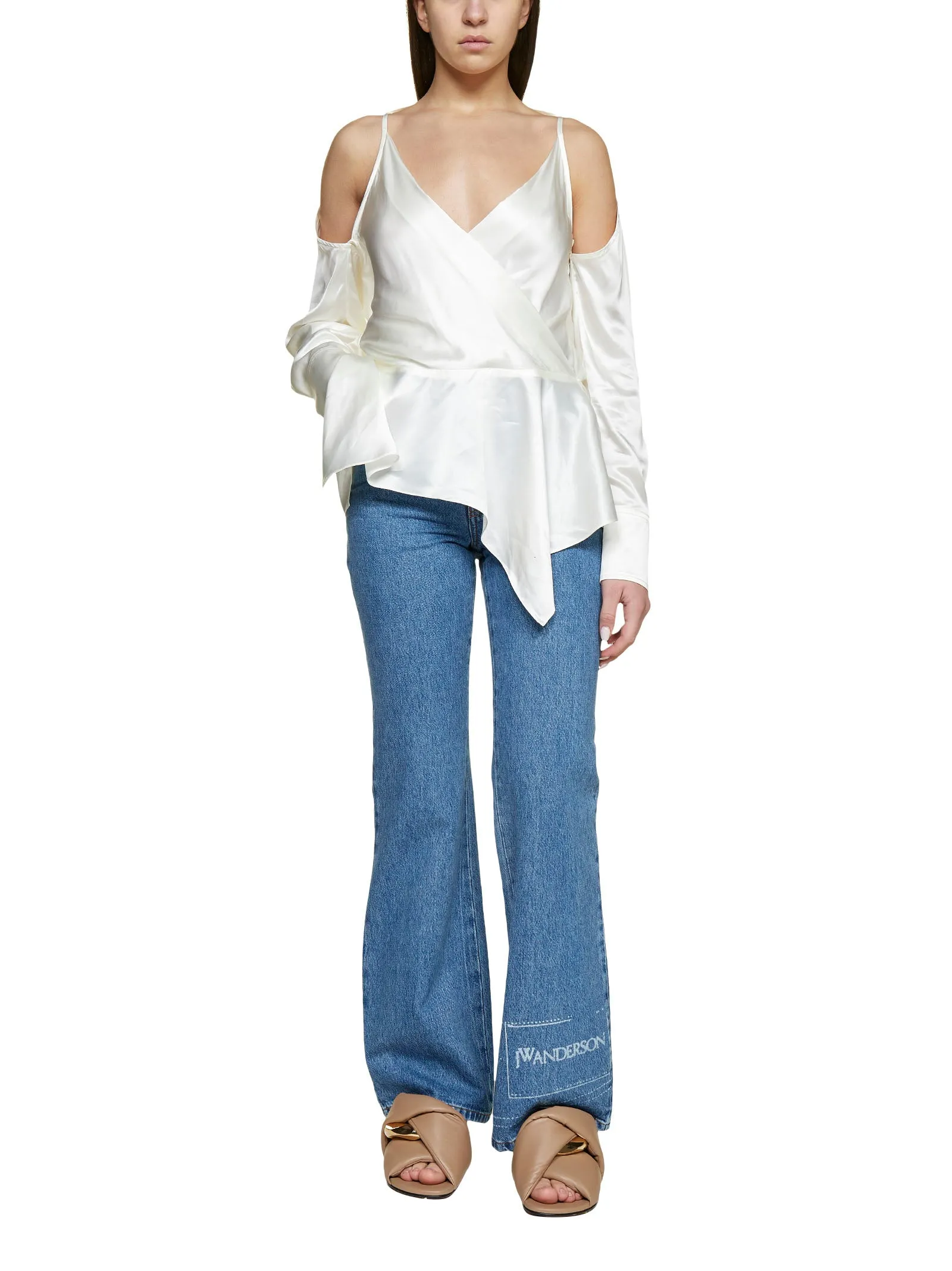 JW Anderson Logo Printed High Waist Flared Jeans