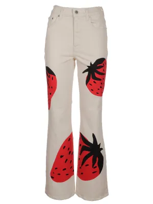 JW Anderson Strawberry Printed Bootcut Jeans