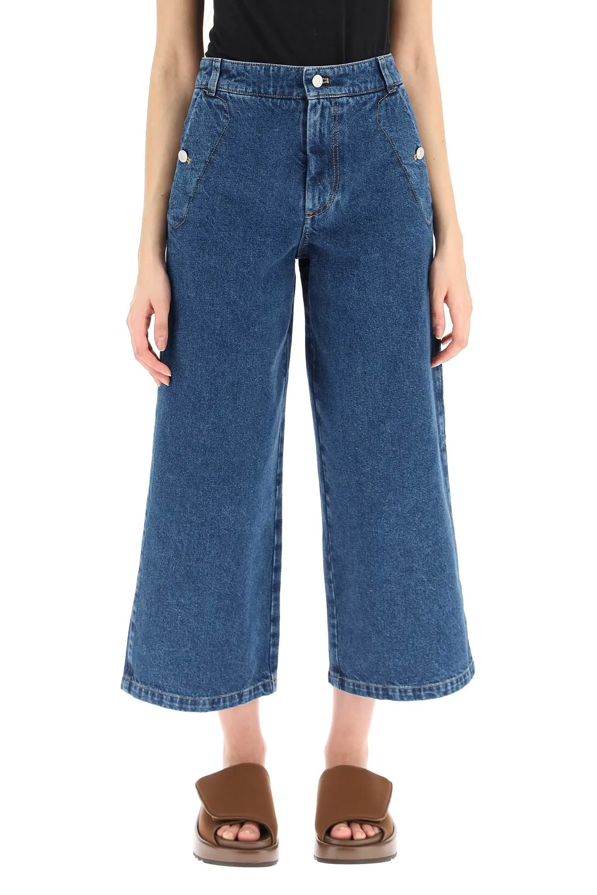 Kenzo High-Waisted Wide Leg Cropped Jeans