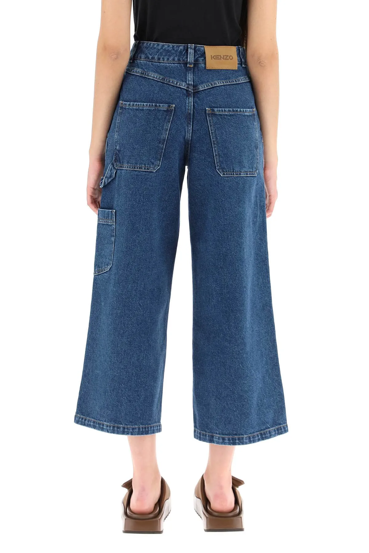 Kenzo High-Waisted Wide Leg Cropped Jeans