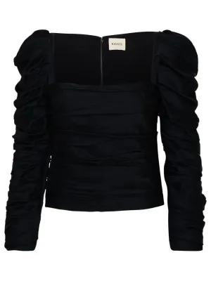Khaite Shawna Puff-Sleeved Top