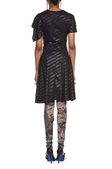 Koch Lace Detailed Stripe Panelled Dress