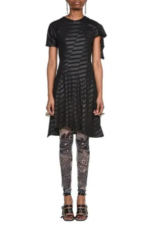 Koch Lace Detailed Stripe Panelled Dress