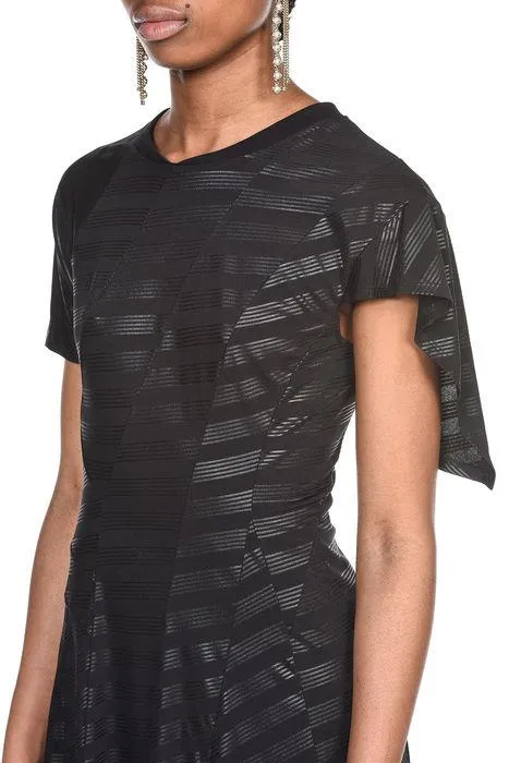 Koch Lace Detailed Stripe Panelled Dress