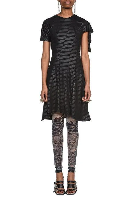Koch Lace Detailed Stripe Panelled Dress