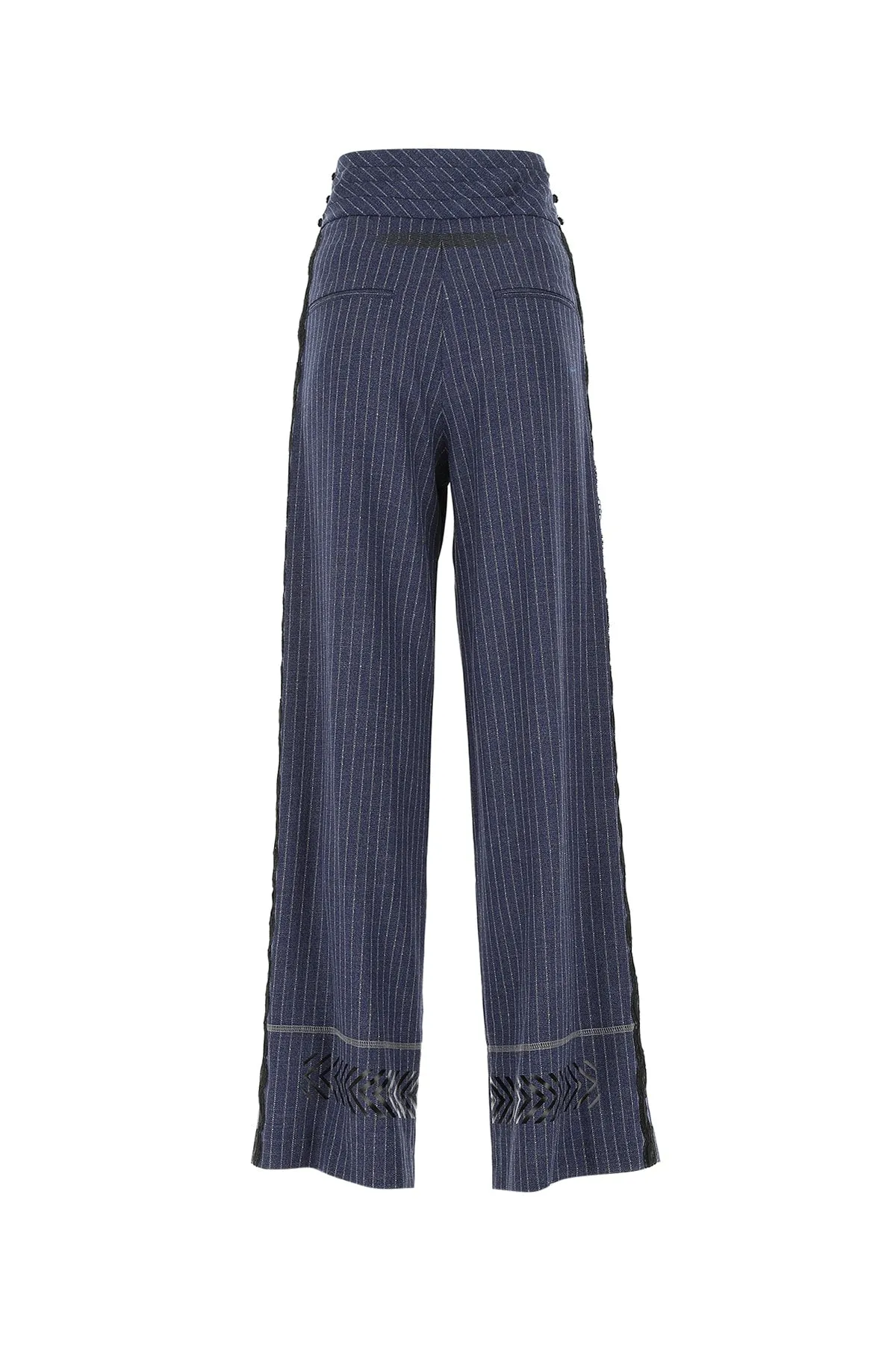 Koch Pinstriped Embroidered Straight-Leg Pants