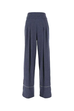 Koch Pinstriped Embroidered Straight-Leg Pants