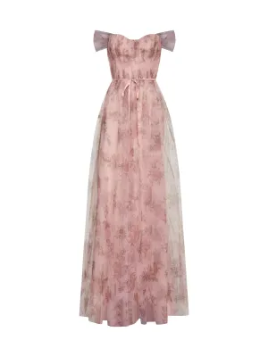 Marchesa Notte Floral Printed Draped Dress