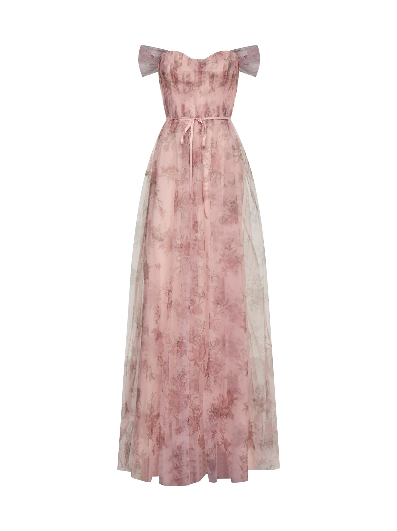 Marchesa Notte Floral Printed Draped Dress