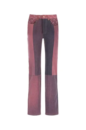 Marine Serre Allover Patch Patterned Straight Leg Jeans