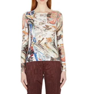 Marine Serre Allover Printed Fitted Top