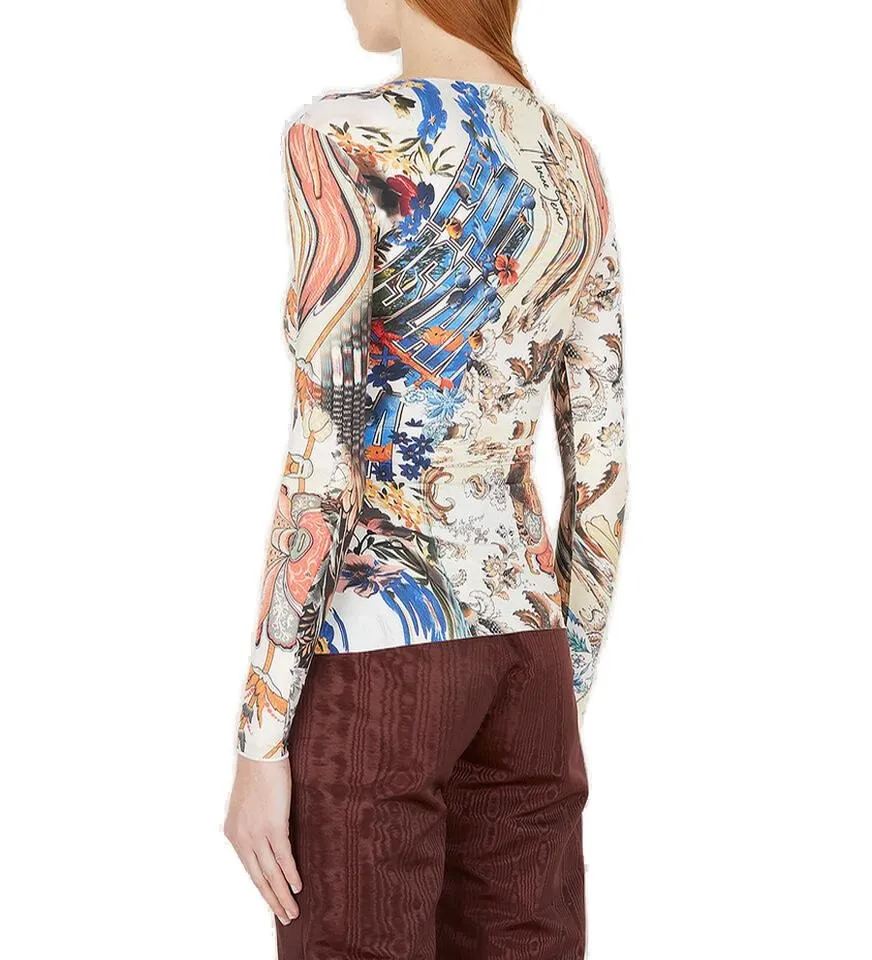Marine Serre Allover Printed Fitted Top