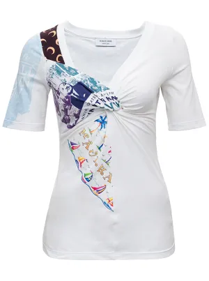 Marine Serre Graphic Printed Knotted T-Shirt