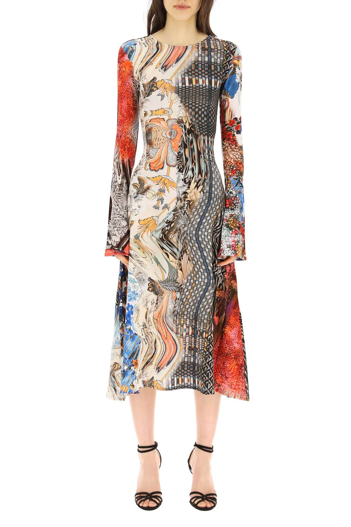 Marine Serre Melange Printed Midi Dress