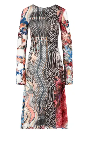 Marine Serre Melange Printed Midi Dress