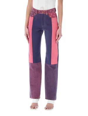 Marine Serre Mid Rise Panelled Jeans