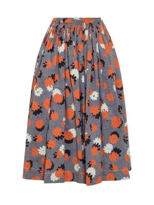 Marni Allover Floral Printed Zipped Midi Skirt