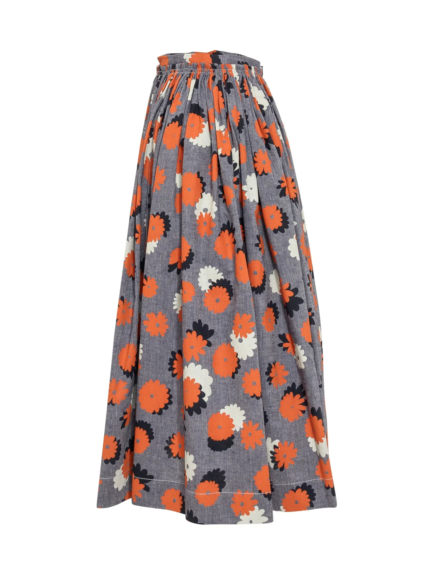 Marni Allover Floral Printed Zipped Midi Skirt