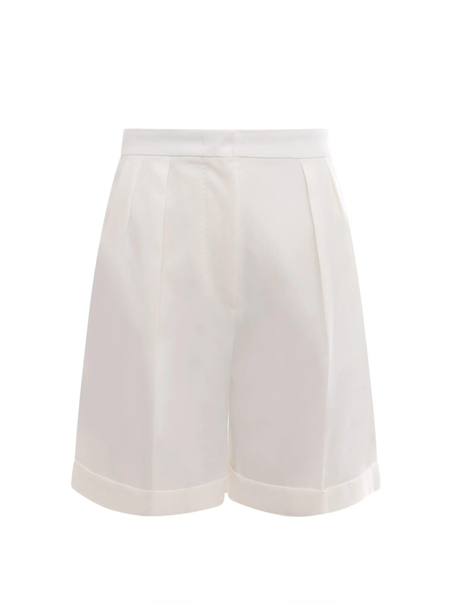 Max Mara Pleat Detailed Turn-Up Brim Shorts