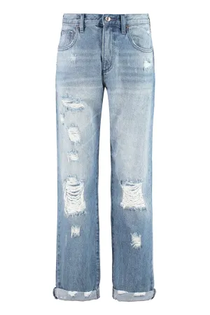 Michael Michael Kors Distressed-Effect Wide-Leg Jeans