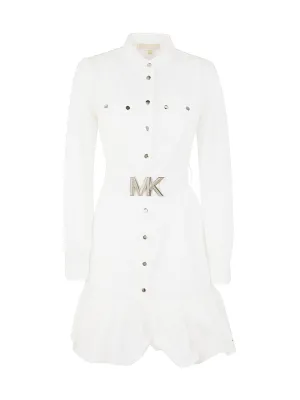 Michael Michael Kors Logo Plaque Belted Mini Dress