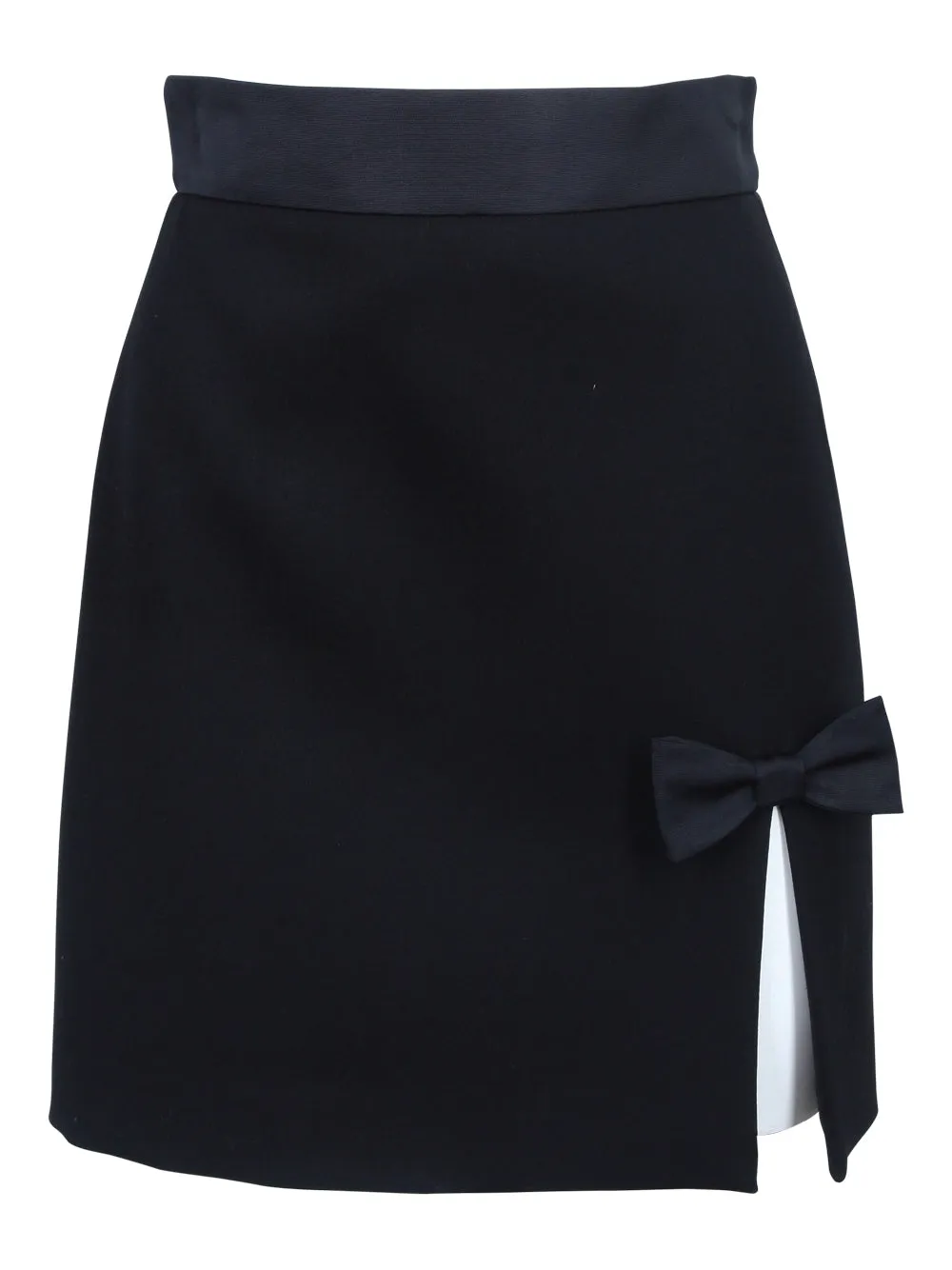 Miu Miu Bow-Detailed Side-Slit Mini Skirt