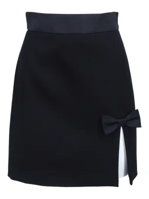 Miu Miu Bow-Detailed Side-Slit Mini Skirt