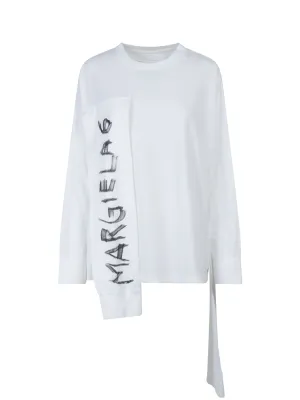 MM6 Maison Margiela Asymmetric Logo Crewneck T-Shirt