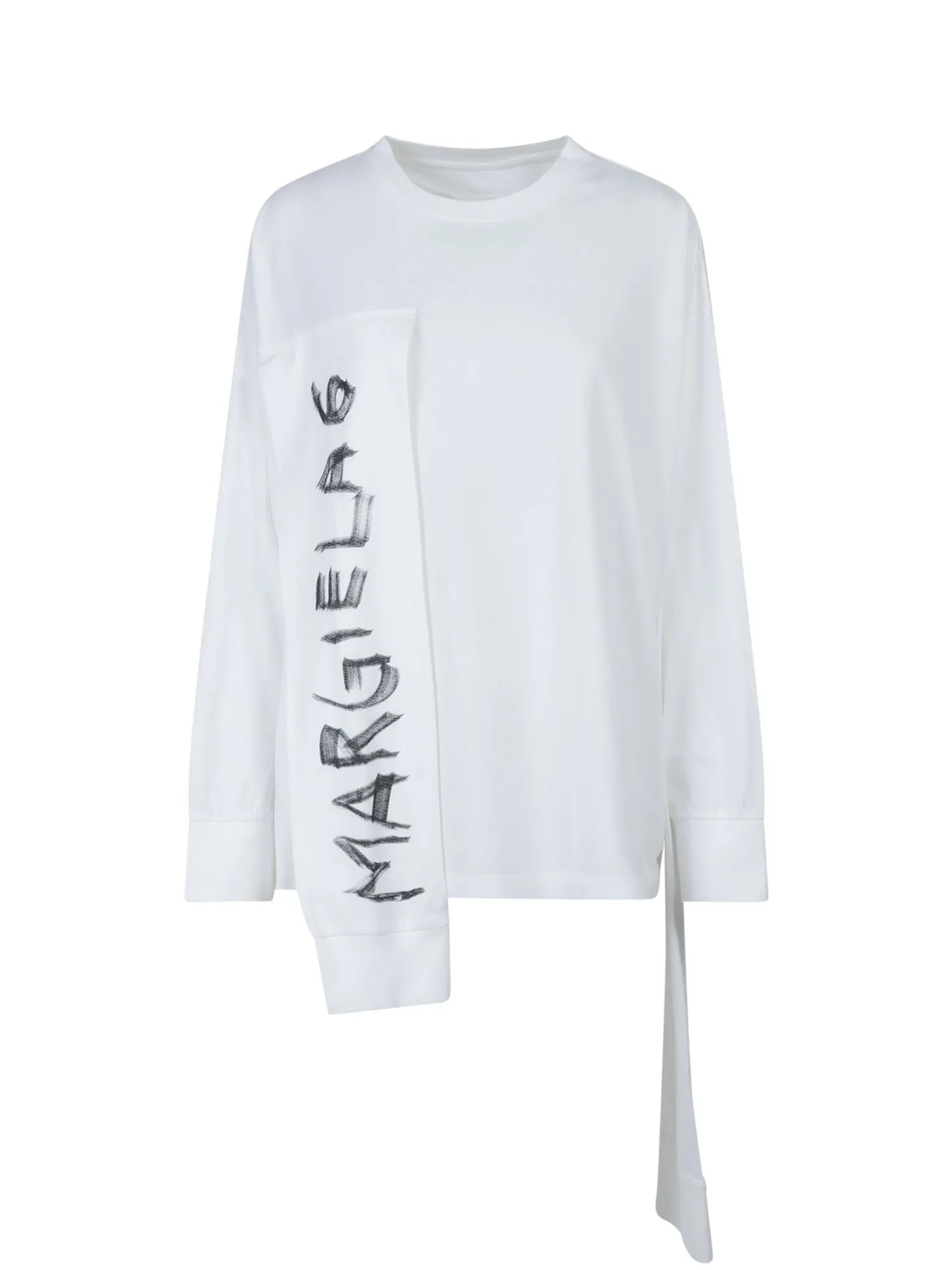 MM6 Maison Margiela Asymmetric Logo Crewneck T-Shirt