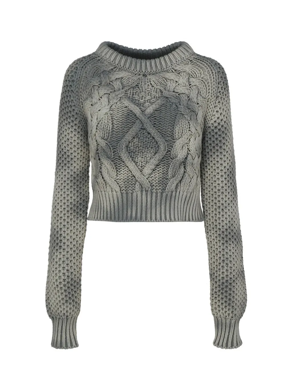 MM6 Maison Margiela Bleached Effect Cable Knit Cropped Jumper
